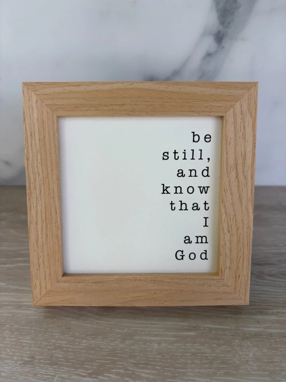 Be Still And Know Canvas Wood Sign 4x4 Natural Christian Rustic Tiered Tray Desk